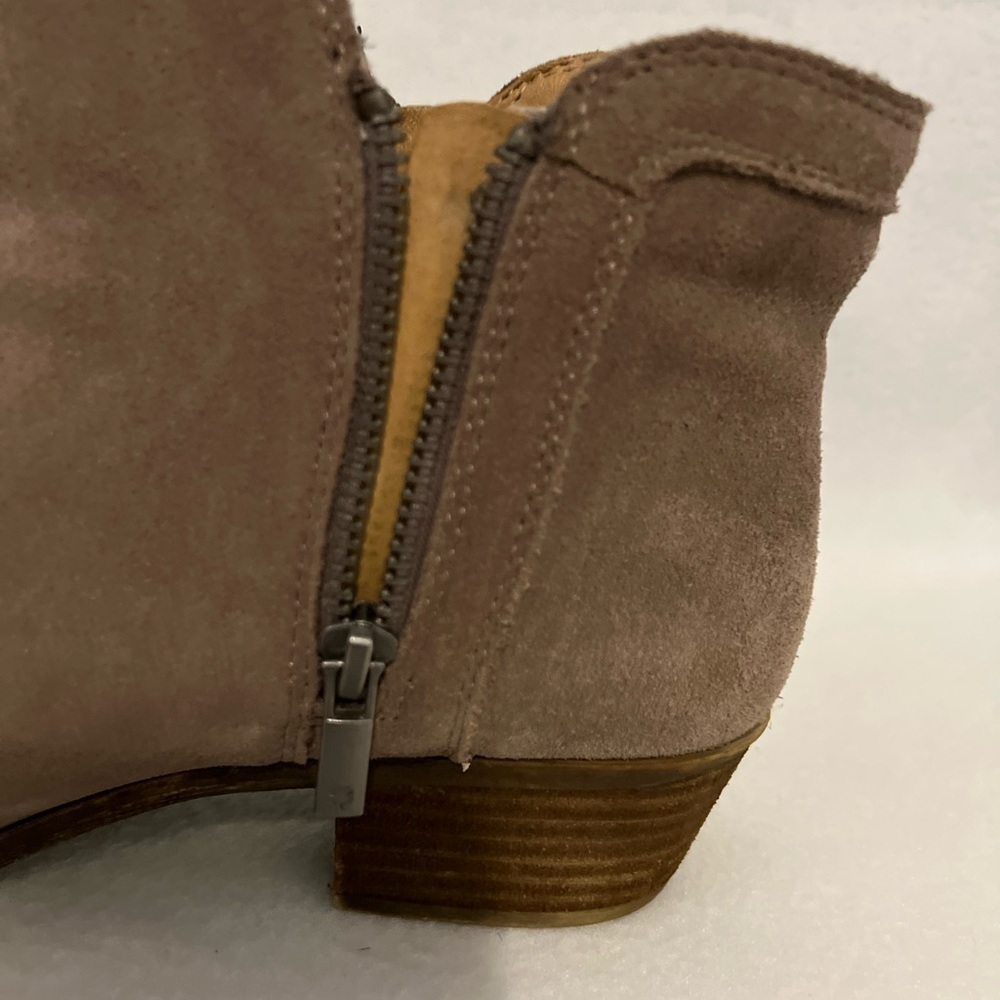 Luck Brand Size 10 Beige Suede Double Zipper  Leather Booties - Picture 14 of 16
